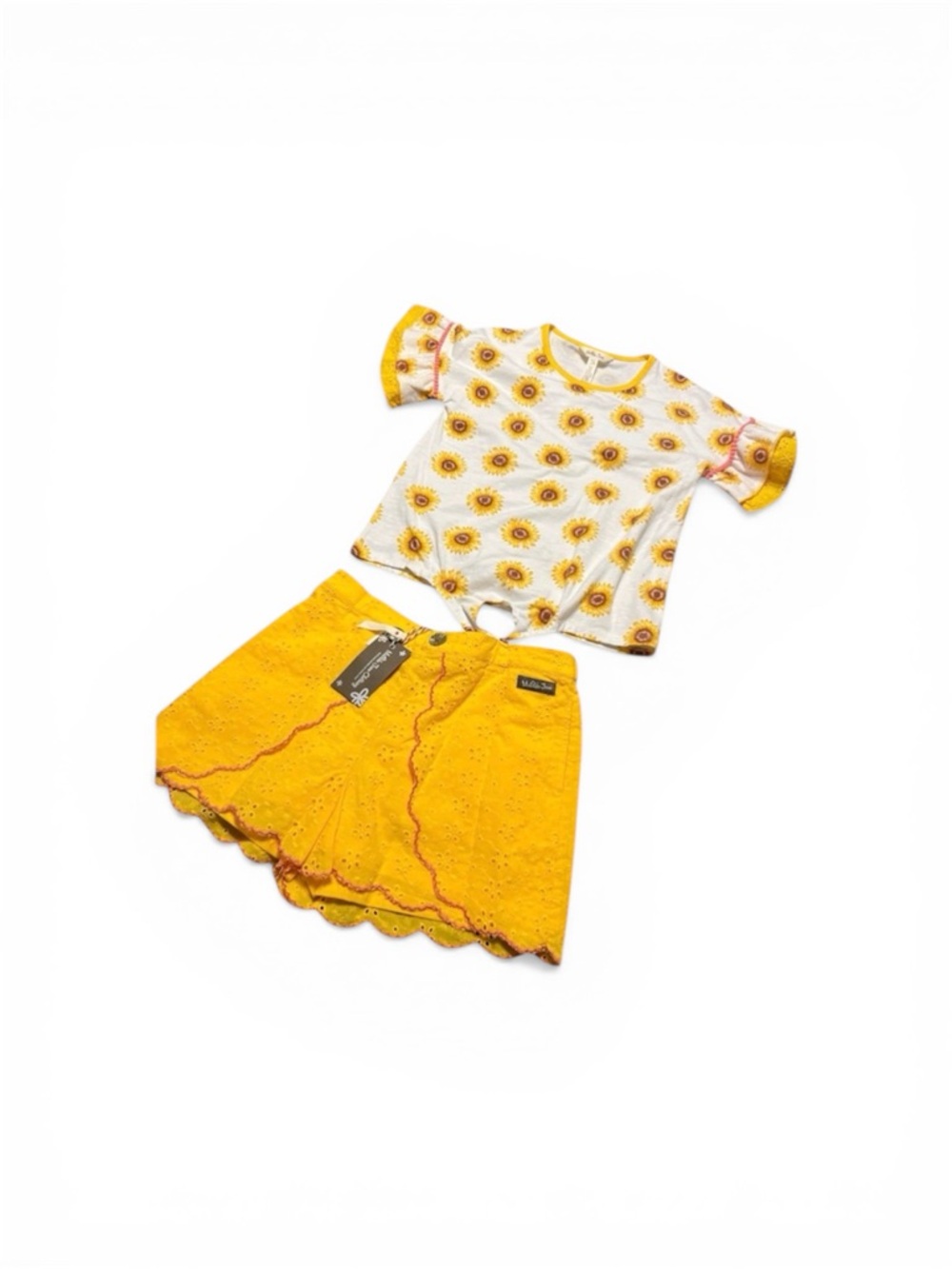 Sz 10 girls Matilda Jane Yellow Sunflower Top & Yellow Eyelet Skort Set